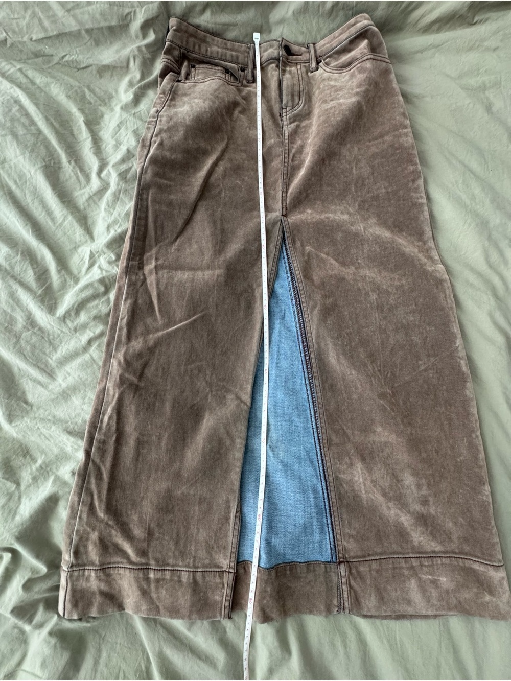 BDG Brown Maxi Corduroy Skirt with Front Slit